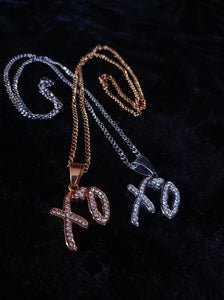 Small XO Chain Silver/Gold (iced out)